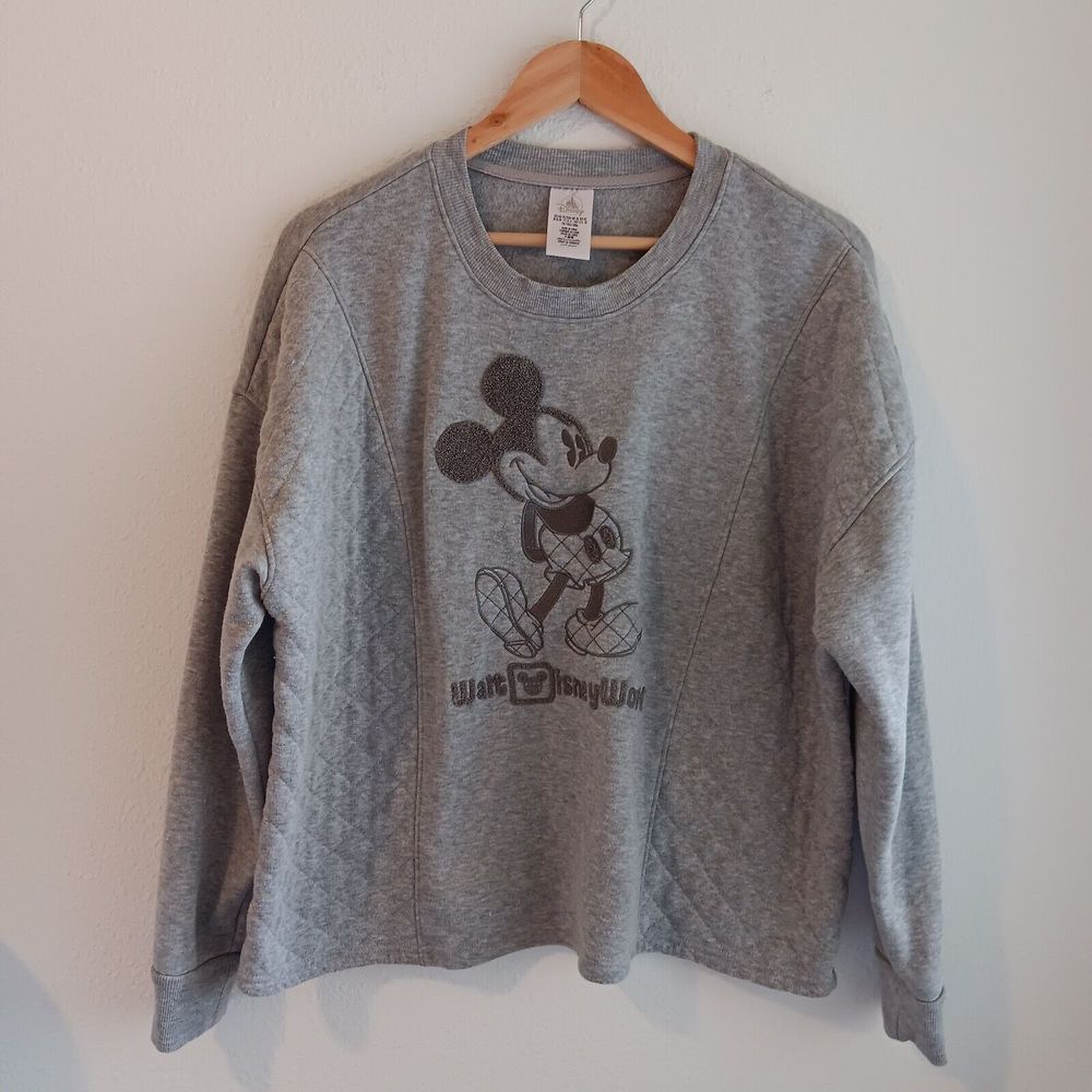 Disney Sweater Women Size XL Gray Mickey Mouse